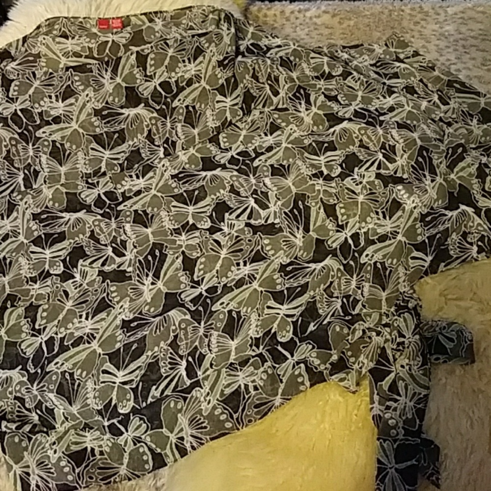 Espirit olive/black sheer cold shoulder o/s